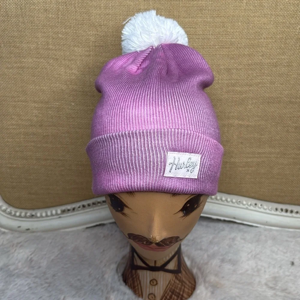 Hurley | Youth Pink Knit Hat with White Pom Pom